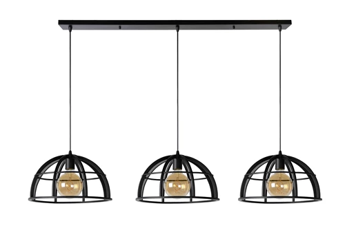 Lucide DIKRA - Pendant light - Ø 40 cm - 3xE27 - Black - turned off